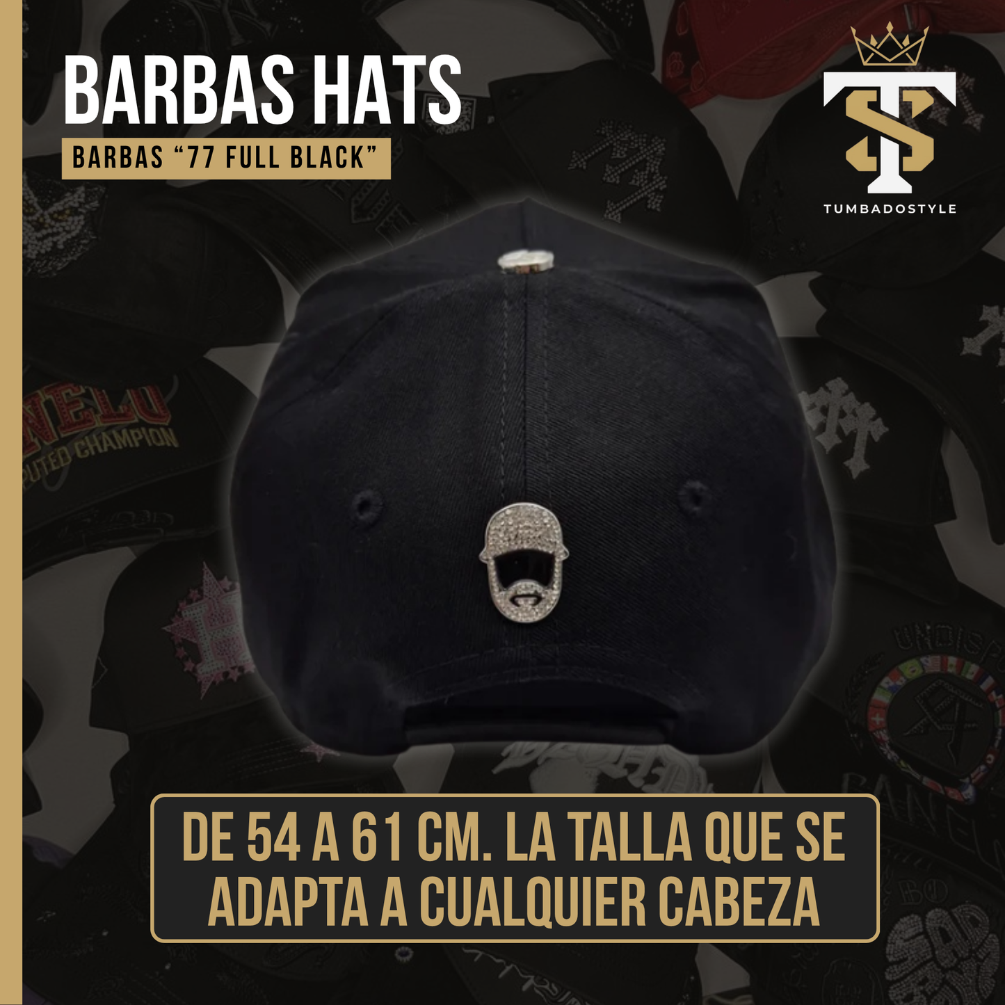 Barbas Hats "77 Full black"