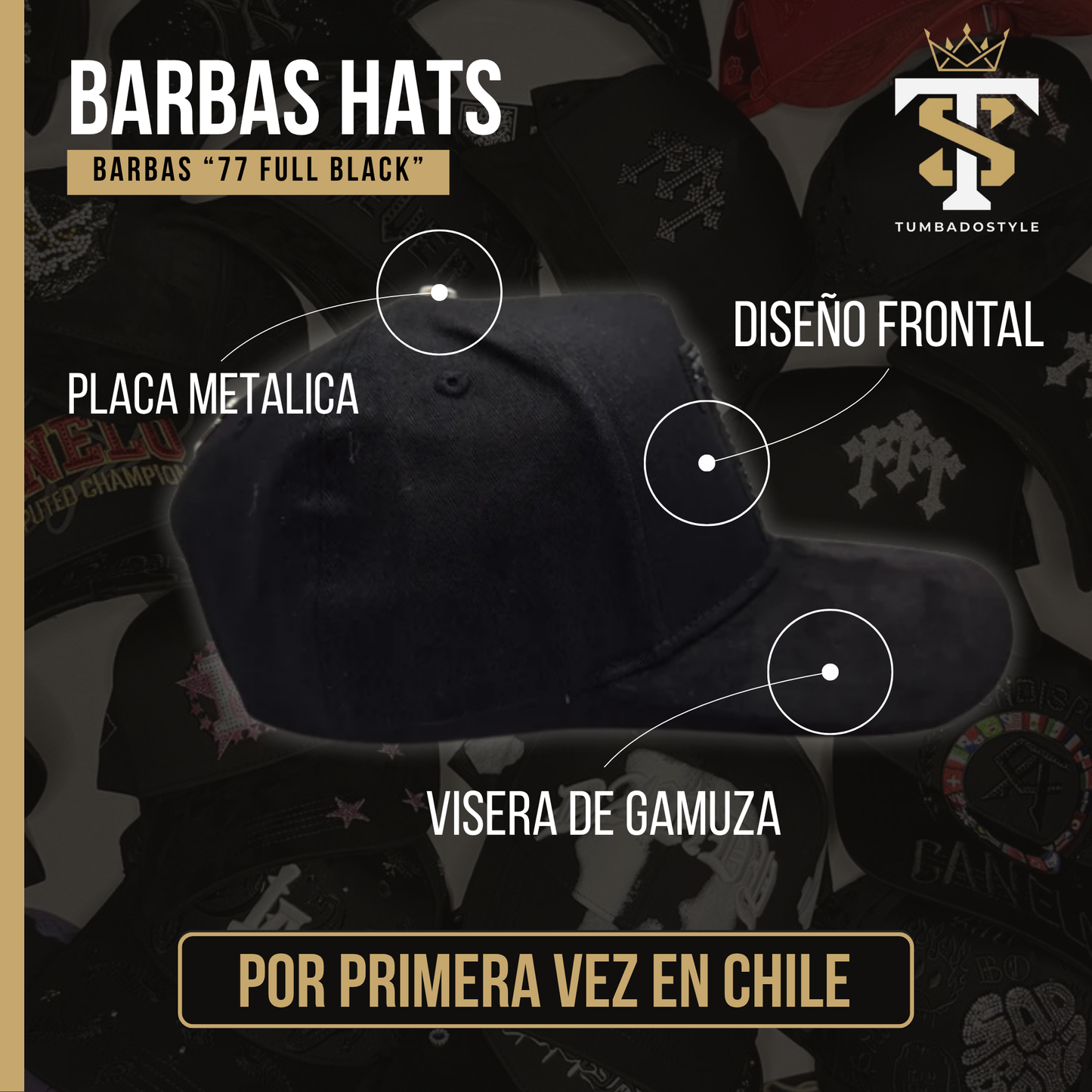 Barbas Hats "77 Full black"