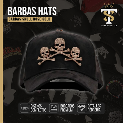 Barbas Hats "Skull Rose Gold"