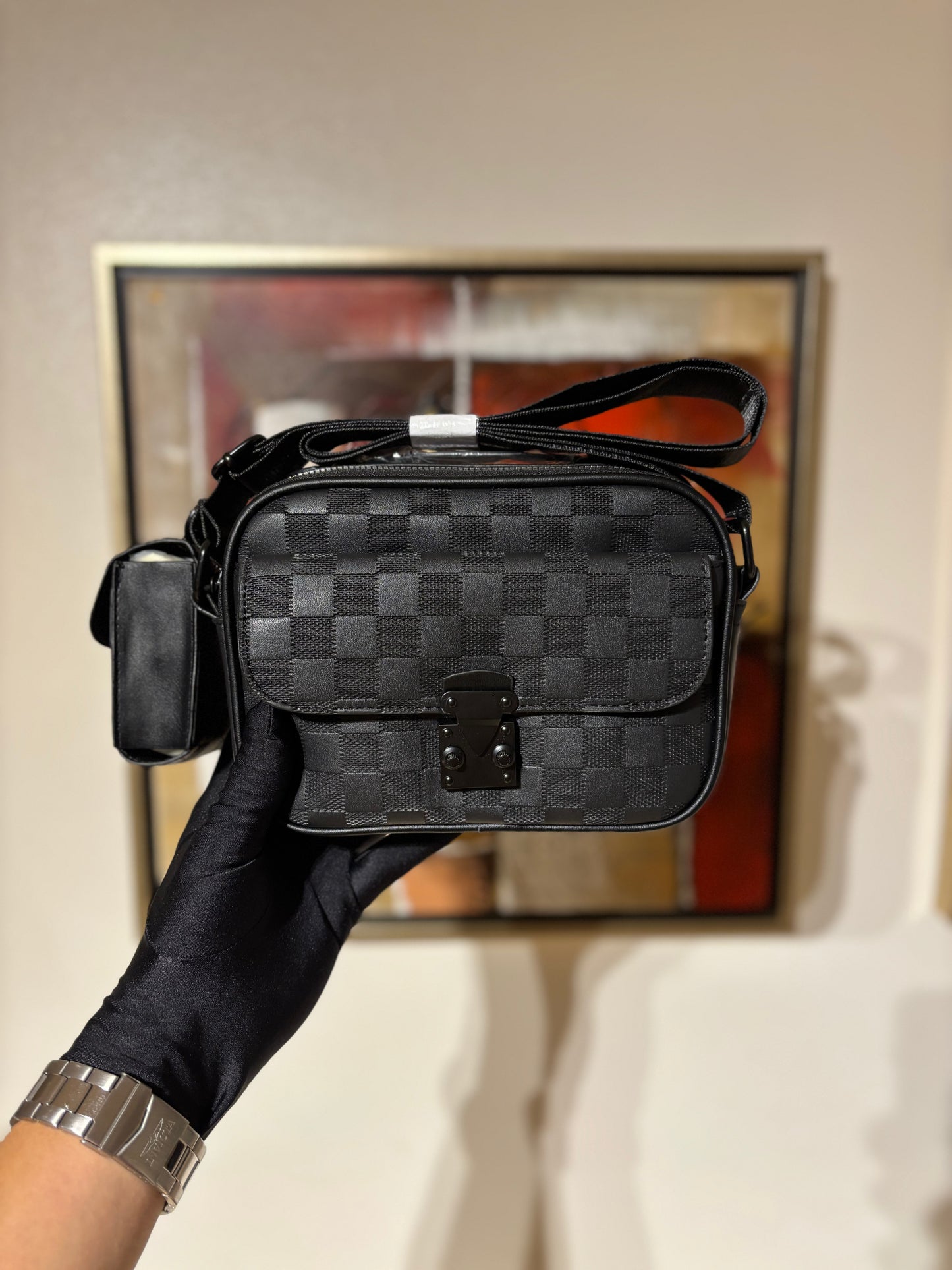 Bolso Cuadros+ Monedero Ecocuero | LV